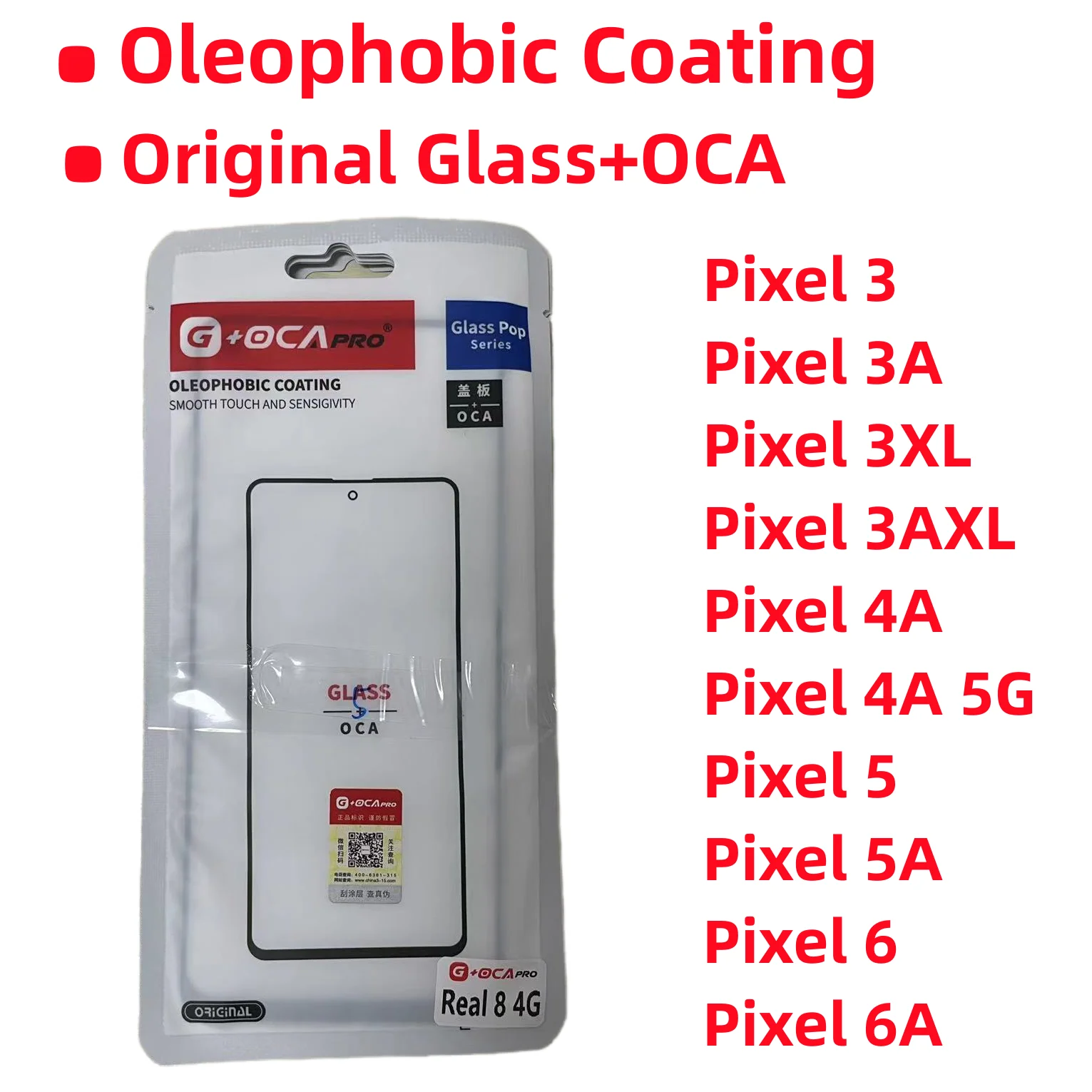 5 SZT. G+OCA PRO Szkło Dotykowe Ekranu + OCA Do Google Pixel 10 3A AXL 4 4XL 4A 5G 5 5A 6 6A 7A 7 8 8PRO 10PRO 9pro XL Ekran Dotykowy — zdjęcie produktu 3