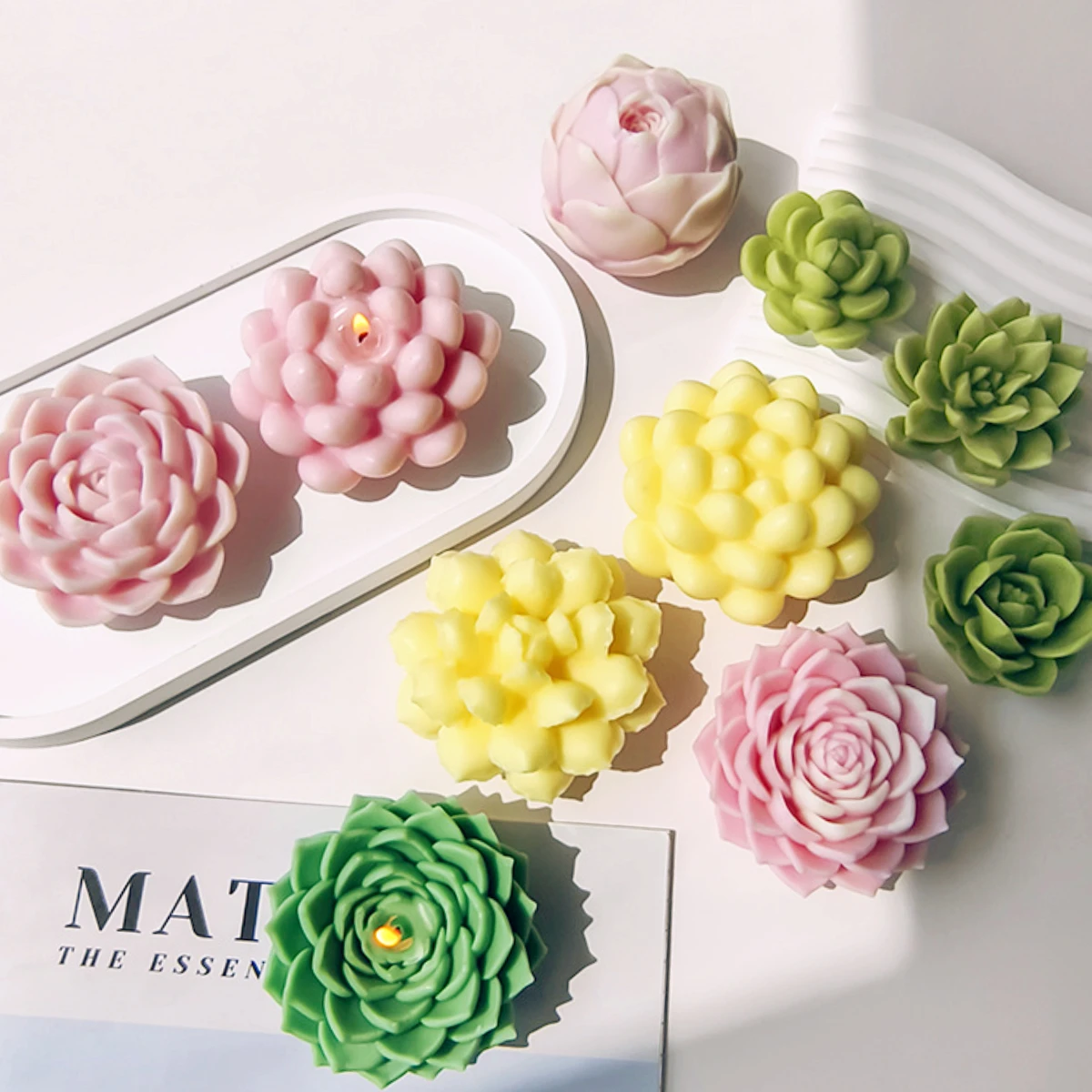 Succulent Plants Lotus Soap Silicone Mold Relief Flower Candle Making Tool Birthday Cake Decor Chocolate Mold Mother’s Day Gifts