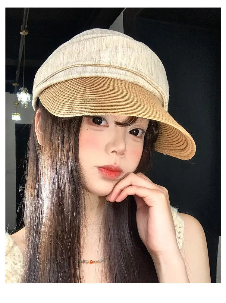 

Простая женская солнцезащитная шляпа из хлопка и льна с плиссированными вставками в стиле пэчворк, в конном стиле, мягкая