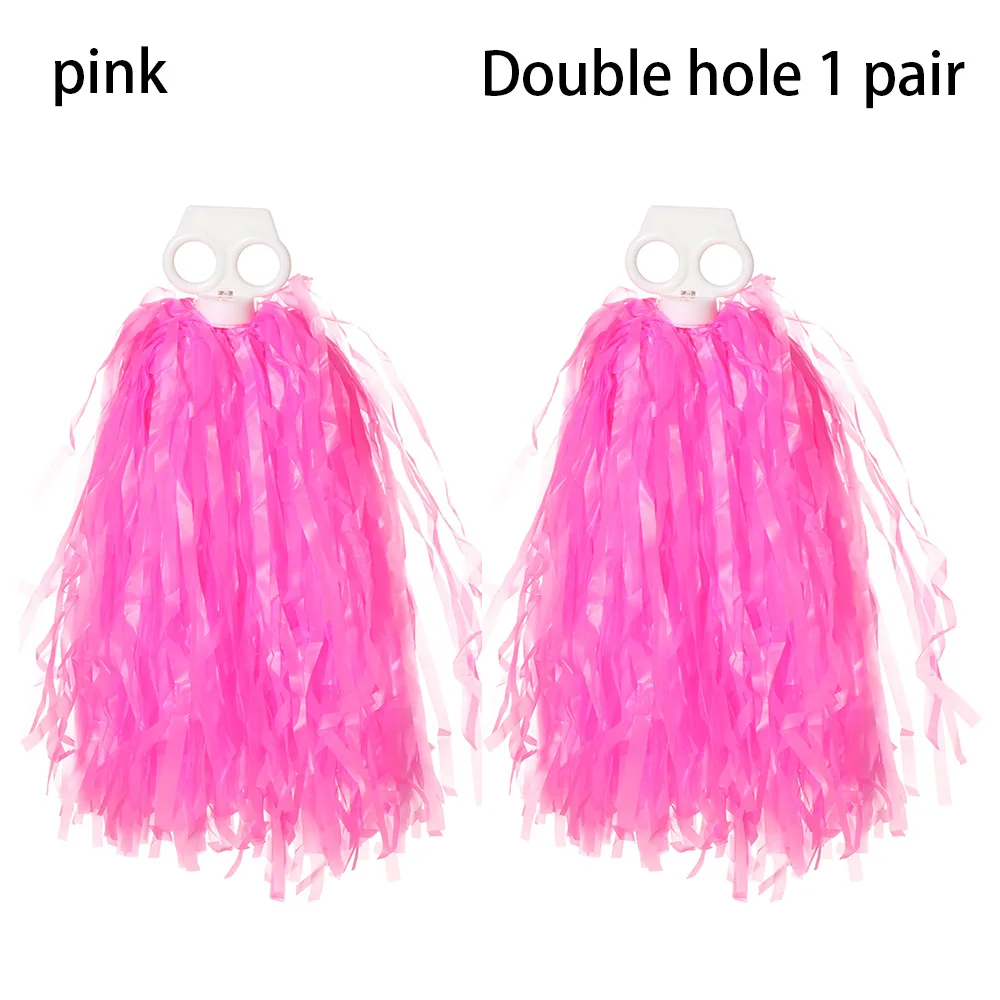 1pair Concert Fancy Double hole handle Club Sport Supplies Dance Party Decorator Cheerleading Cheering Ball Cheerleader pompoms