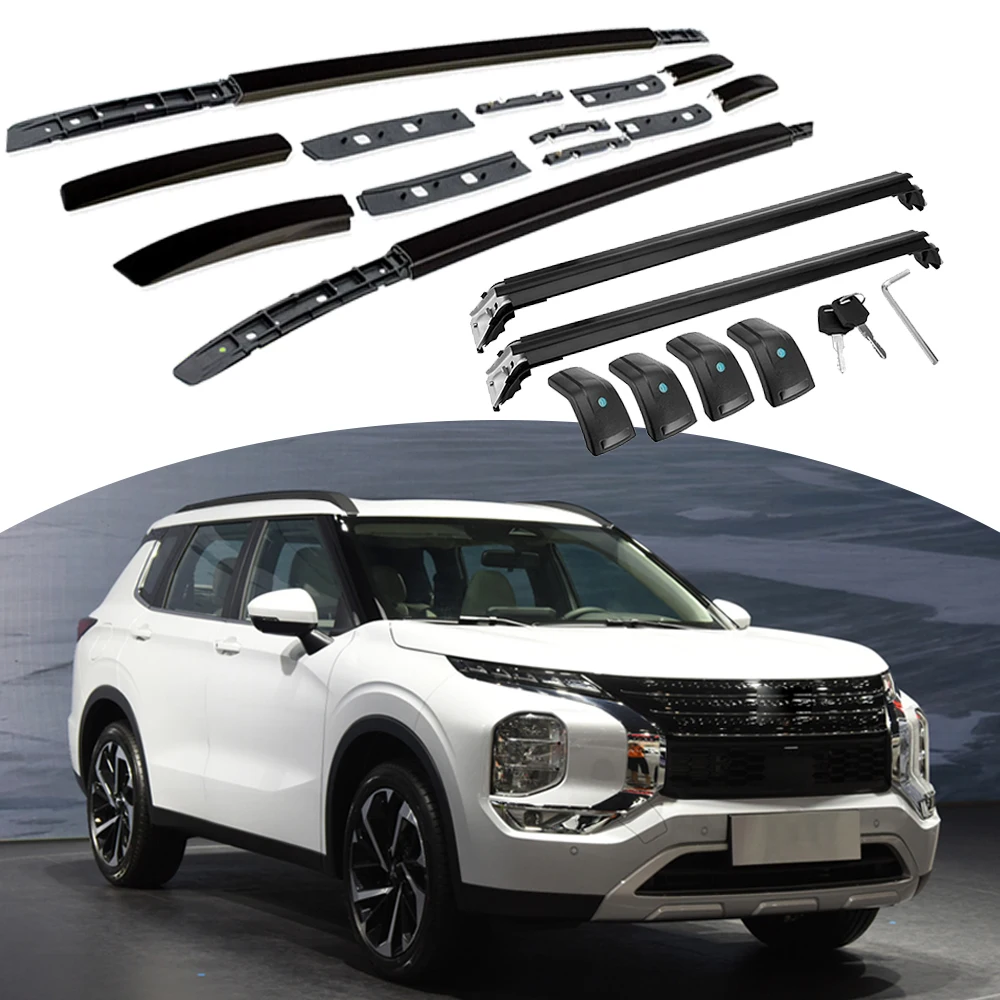 

4Pcs Aluminum Fits for Mitsubishi Outlander 2022 2023 Roof Rail Racks Side Rail Bar Crossbar Cross Bar