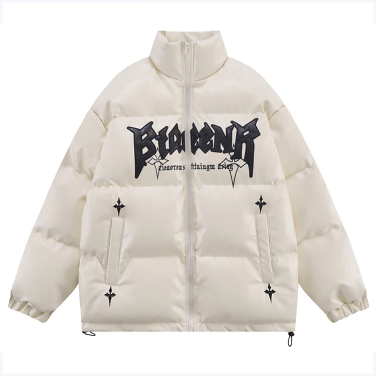 Hip hop oversize acolchoado jaqueta casaco streetwear retro couro do plutônio carta bordado parkas harajuku 2022 jaqueta de inverno dos homens