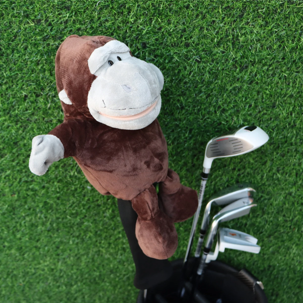 Cute Chimpanzee Golf Head Covers for Driver Fairway Club Headcover Protector Cover for Men and Women Golf Mascot Novelty Gifts