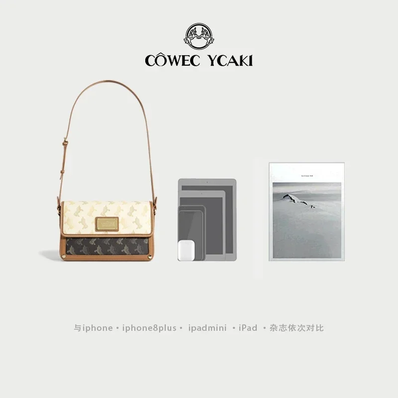 【 Official Authentic 】Original Cowec Ycaki luxury Niche design senior sense single shoulder crossbody small square bag woman