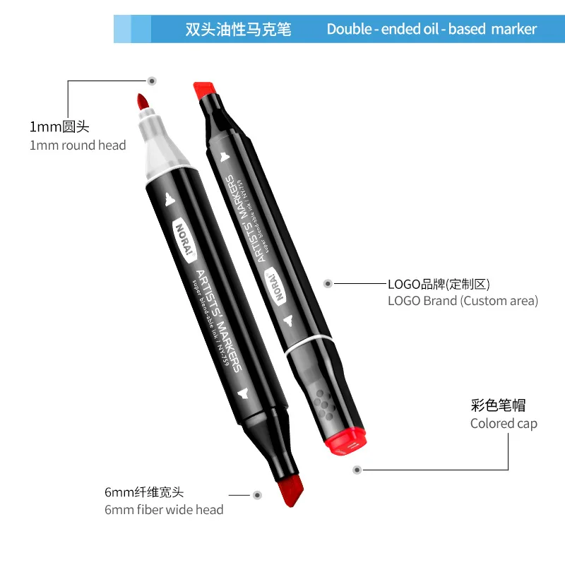 Imagem -02 - Double Headed Art Marker com ba para Desenhar Esboço Álcool Oleosa com Base Marcadores Graffiti Manga Suprimentos Art Supplies 2480 Cores