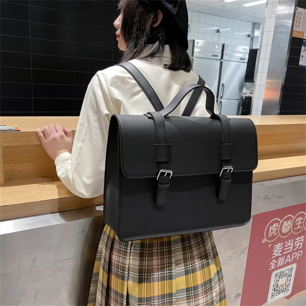 Multifunctional New Ladies Backpack Solid Color High Quality Leather Ladies Student Bag High Quality PU Leather Women's Backpack