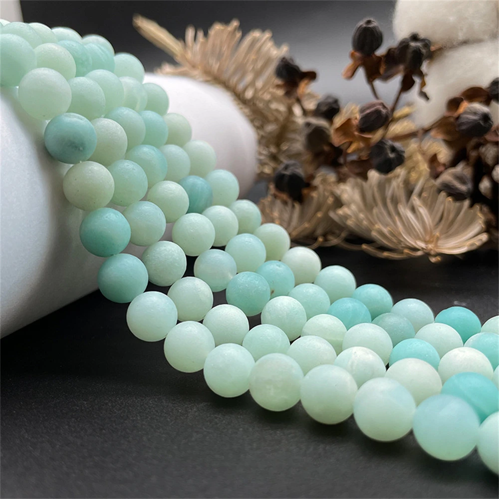 Natural Stone Matte Amazon Jade Round Loose Beads 4-10mm for Jewelry Making DIY Women's Earrings Bracelet Keychain Links Crimp