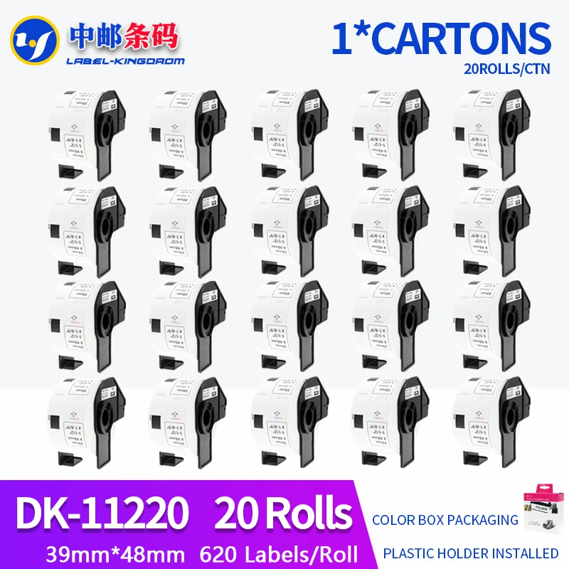 

20 Rolls Generic DK-11220 Label 39*48mm 620Pcs Compatible for Brother Label Printer QL-570/700/720 All Come With Plastic Holder