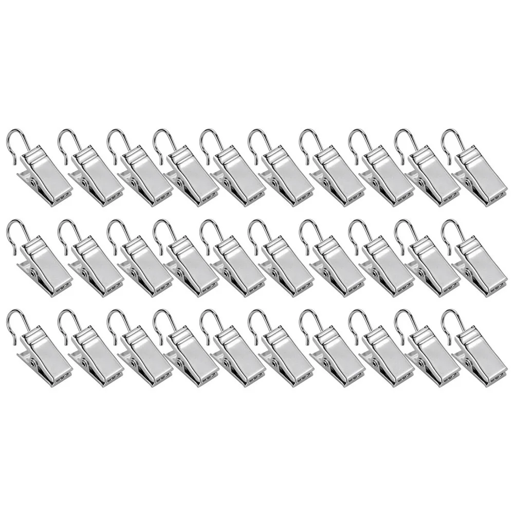 

120pcs Curtain Clips Heavy Duty Metal Hook Clamps For Home Bathroom Hanging Accessories Rustproof Sturdy Shower Curtain Clasps