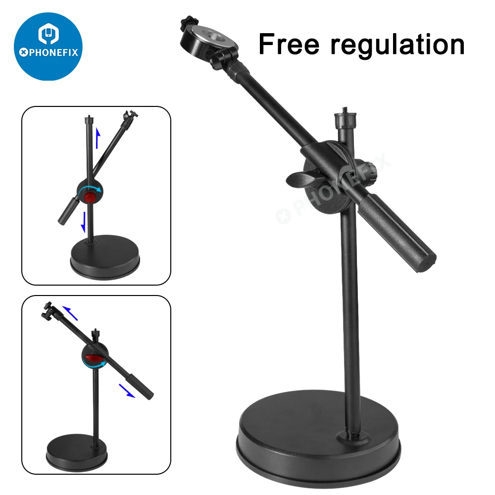 Portable Overhead Tripod Tabletop Shooting Stand Tripods Adjustable Holder Boom Arm Monopod for Digital Microscope Camera Webcam