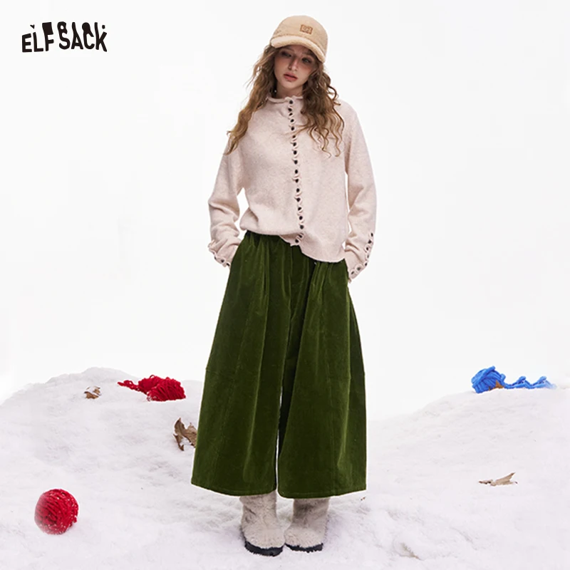 

ELFSACK Minimalist Casual Classic Solid Loose Wide Leg Pants For Women