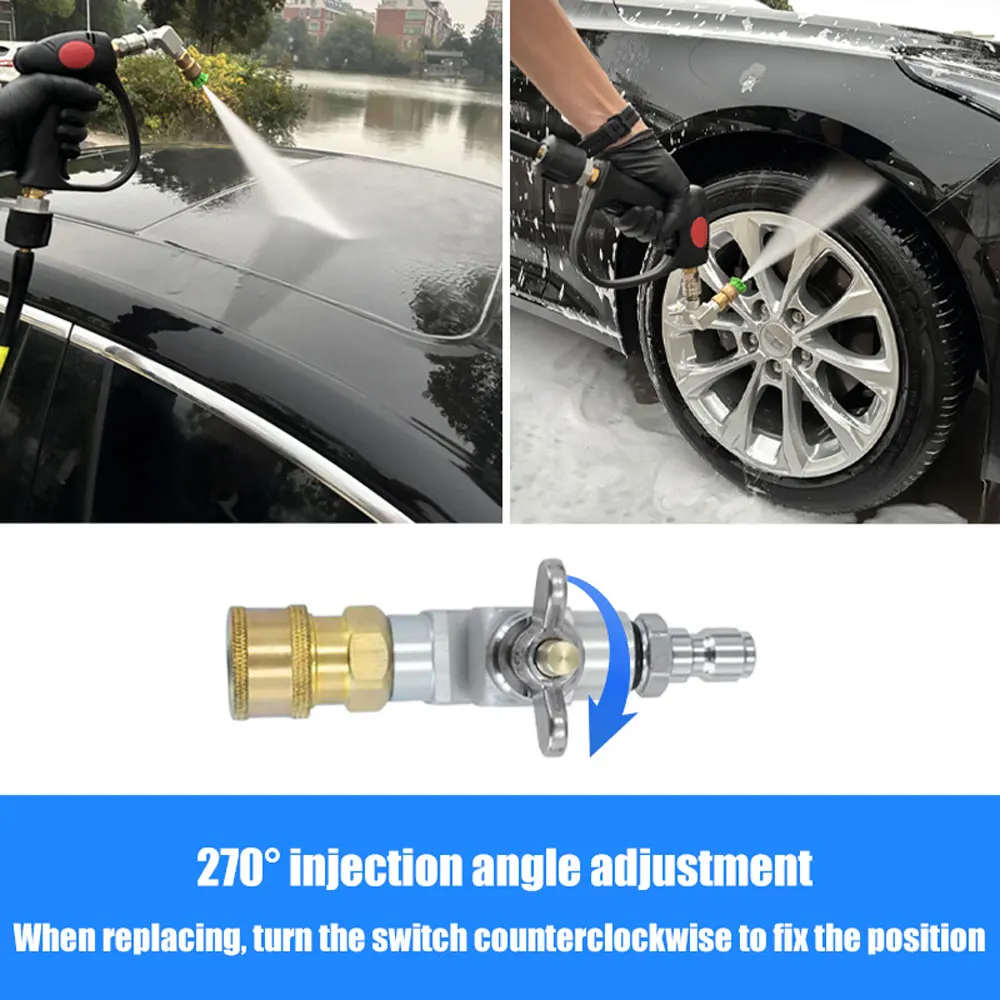 For M22-id14mm 1/4" universal quick-plug interface Karcher car wash high-pressure water gun extension rod 270° rotating nozzle