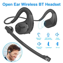 Wireless Bluetooth Headsets with Microphone Detachable Mute Button Open Ear Trucker Headphones for Cell Phones Business Office