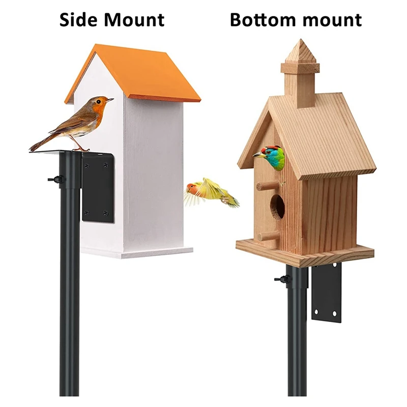 Bird House Pole Mount Kit - Adjustable Bird Bird Feeder Post Support Rod Stand Set Black Iron Bird House Pole With 5 Prongs