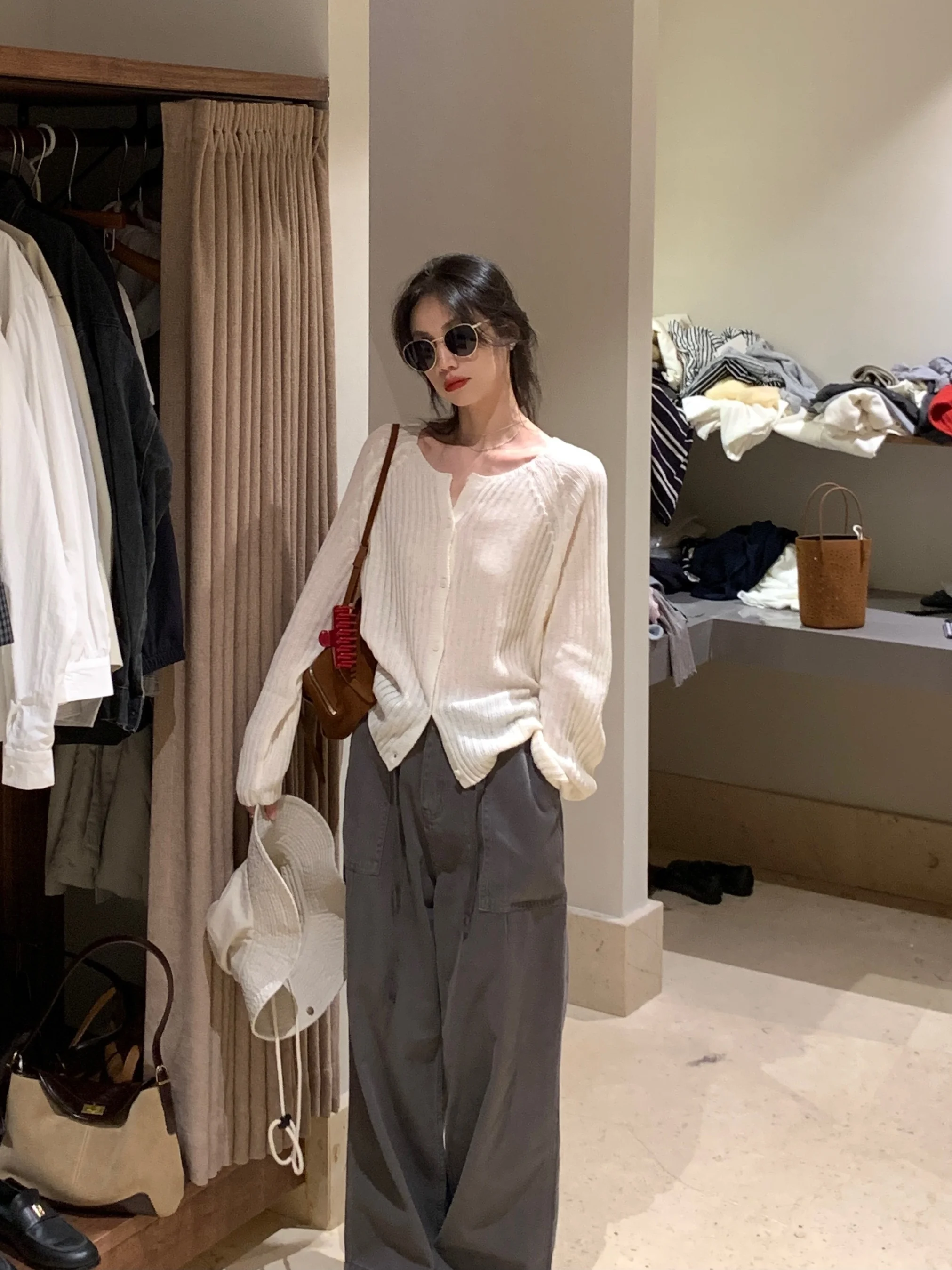 

BRIVIN High Waist Wide Leg Straight Cut Jeans Women's ey Coffee Color Dstring Trousers Fall New Pear ape Hip Covering ...