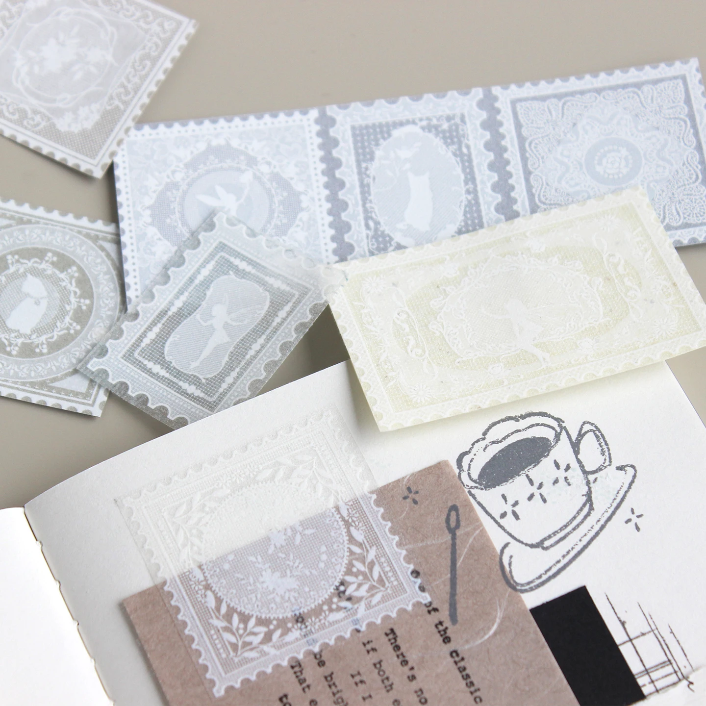 Moodtape. Commemorative Post Statue Original Stamp Background Handbook Tape Goo Card Sticker Character Pet and Paper Stationery