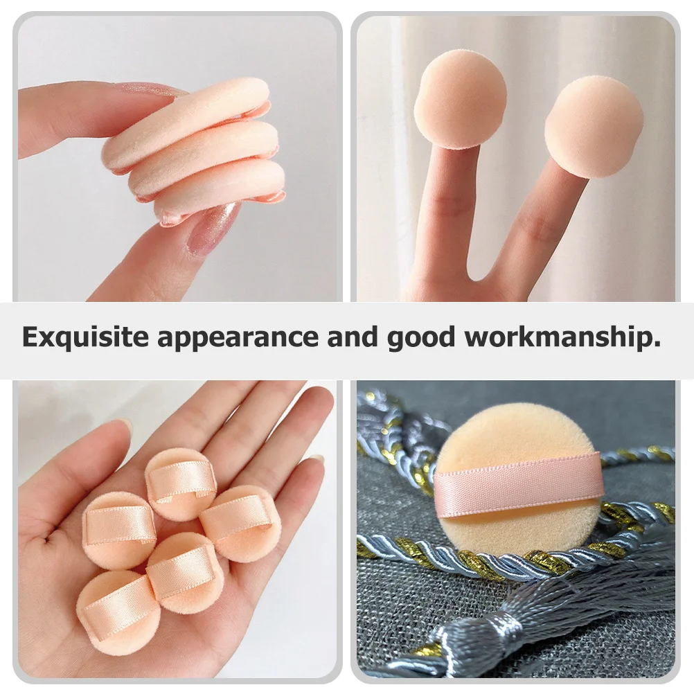 5 個ミニパウダーパフメイクアップブレンダー小型便利な植毛パフ顔女性メイク用品