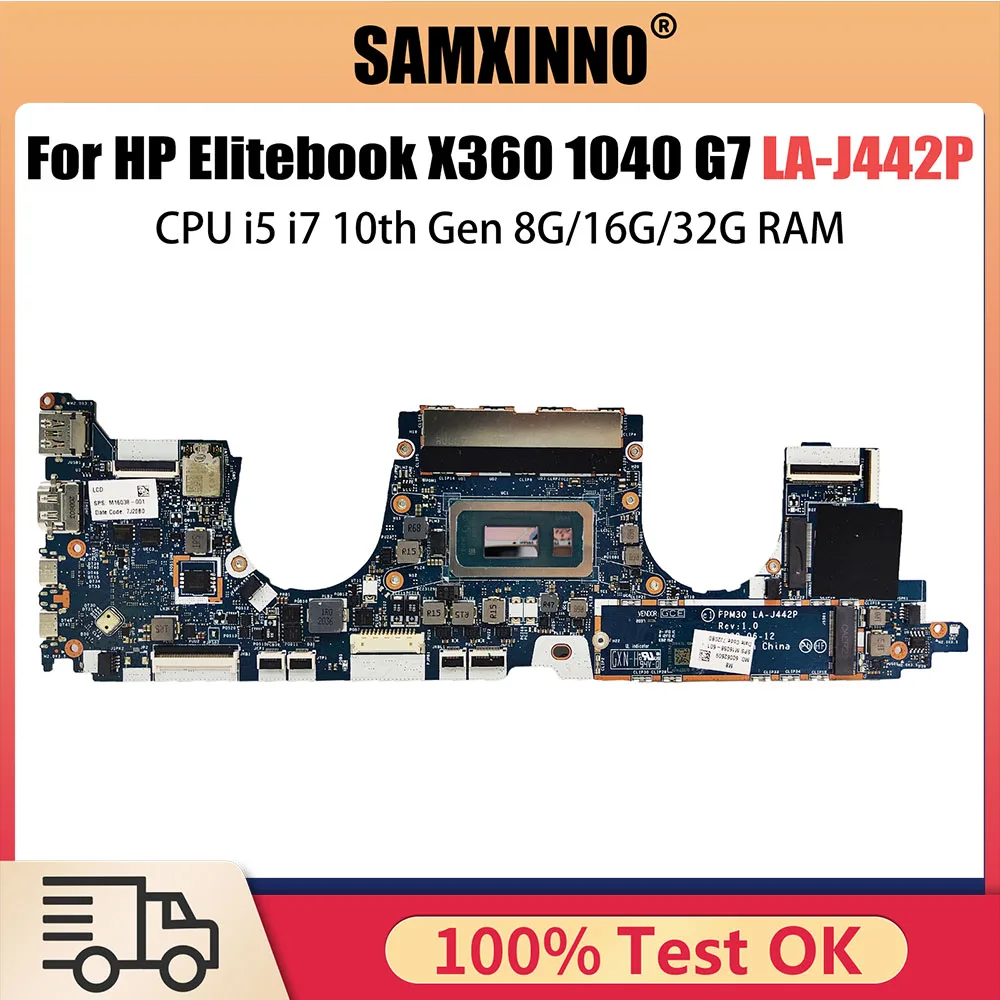 LA-J442P Notebook Mainboard For HP Elitebook X360 1030 G7 Laptop Motherboard CPU i5 10th 8G RAM M16069-001 M16069-601