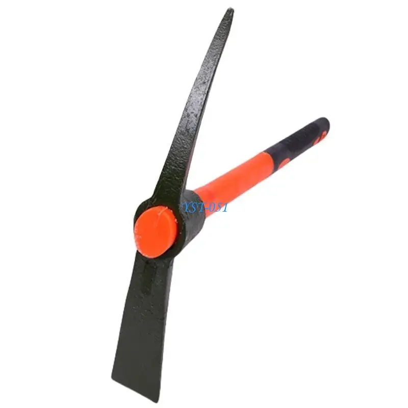 E15A Multipurpose Garden Mattock Fiber Handle, for Digging Paving Tasks Camping Planting Landscaping, Efficient Soil Removal