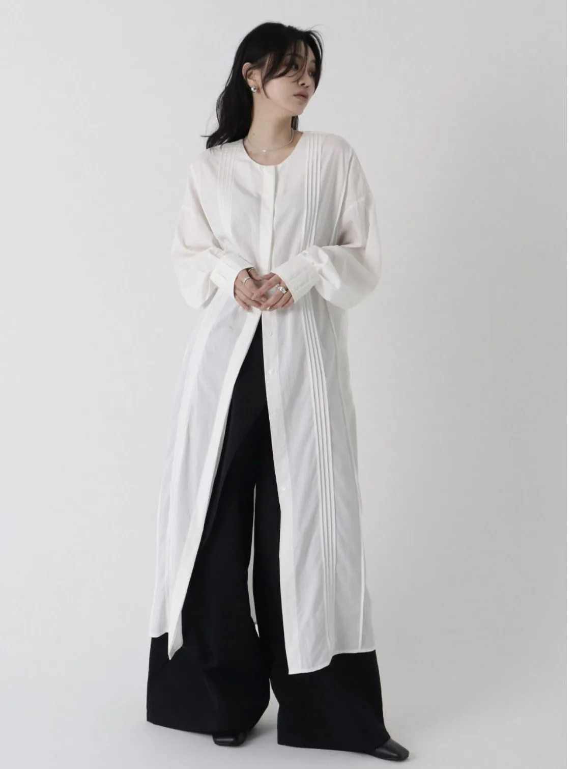 

mat Chic Long Sve irt Dr with Belted Waist Gored Design round Ne Soft Fabric Chinese Brand Summer 2025