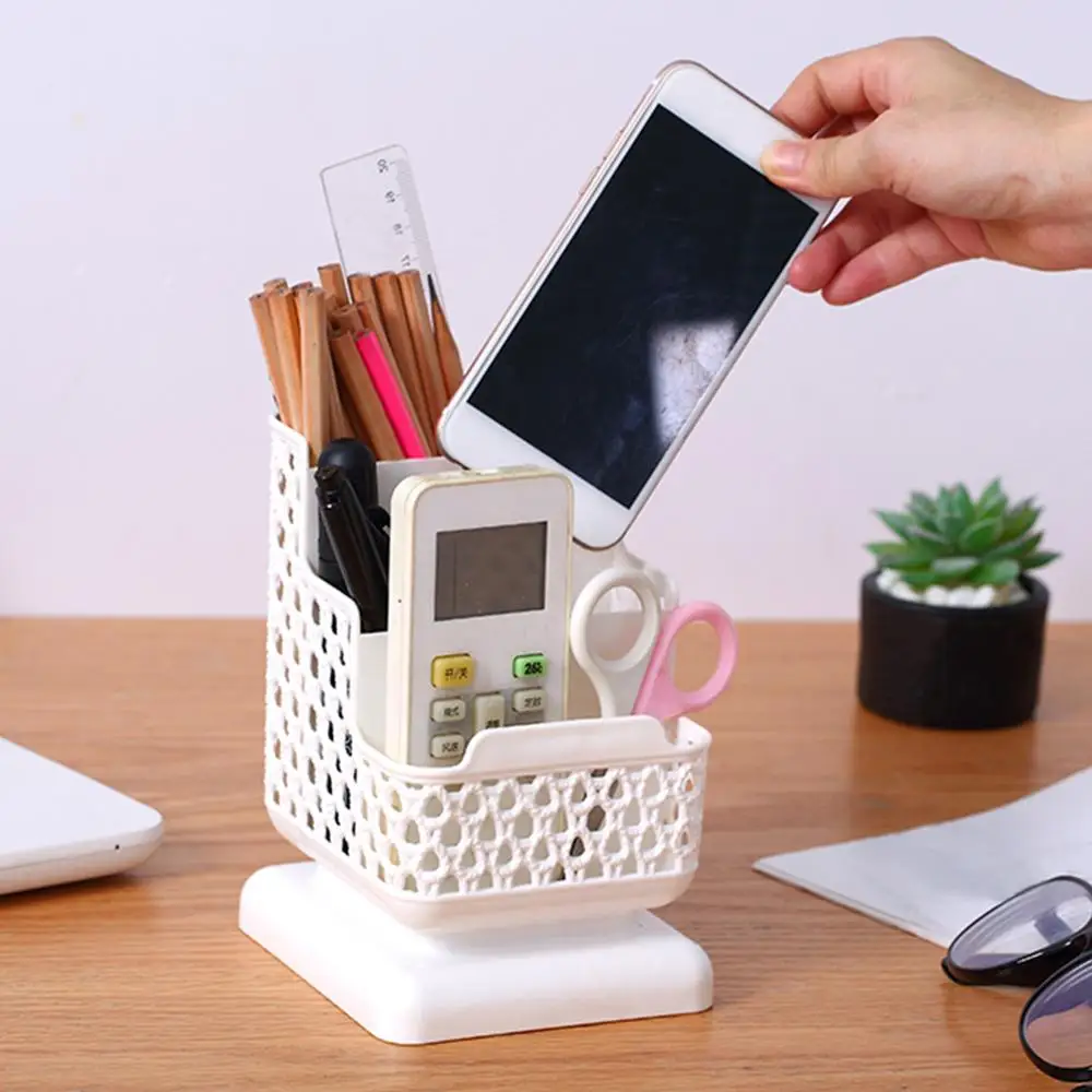 New Office Organizer Desktop Pen Storage Box Pencil Brush Pot Pen Holder Makeup Brush Plastic Container Sundries Desk Organizer