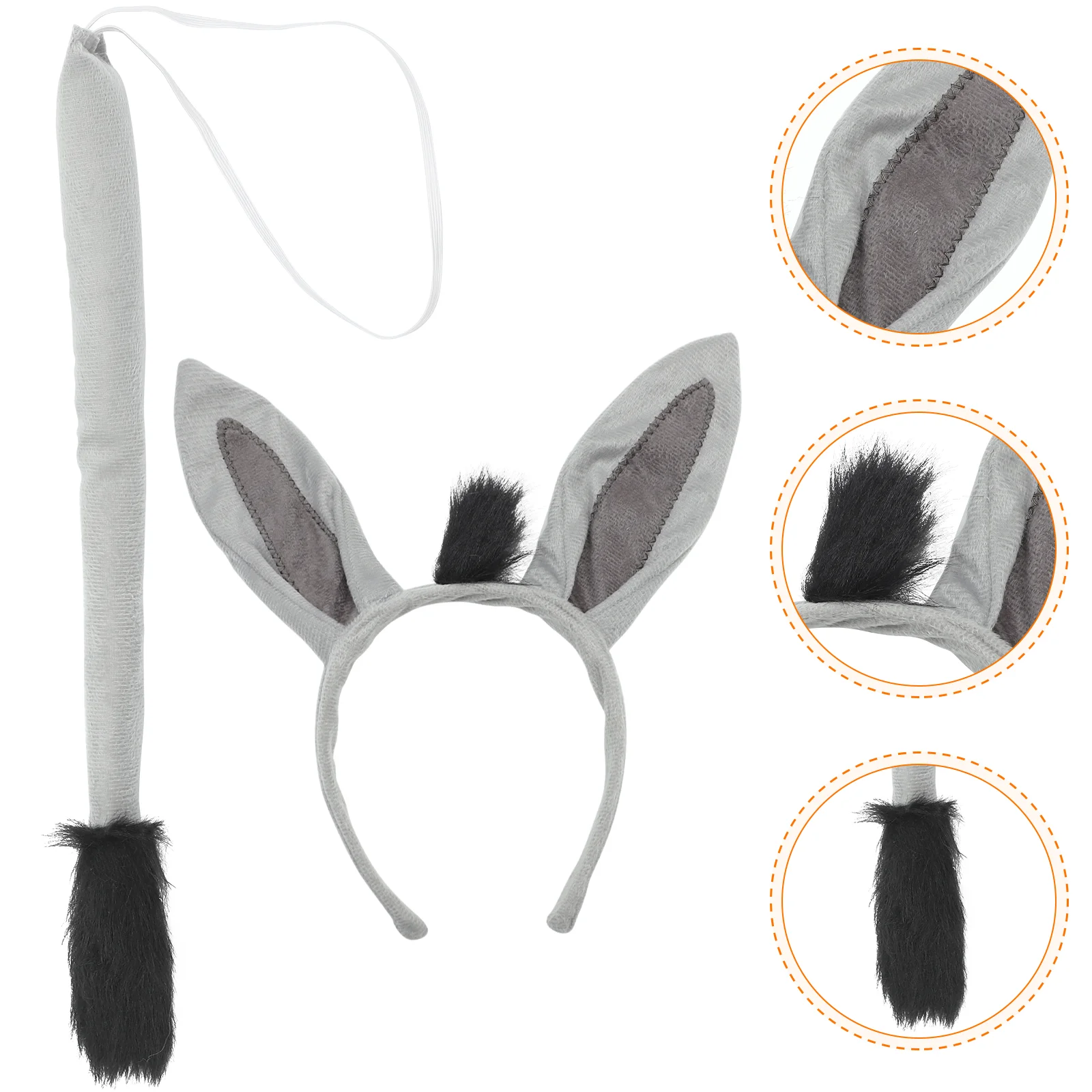 Donkey Dress Accessories Carnival Costume Decors Animal Ear Hairband Bunny Mask Props Tail Cloth Plastic Kids Child