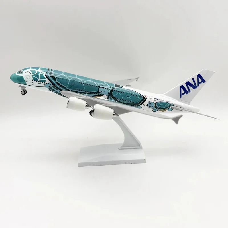 Scale Plane A380 Japan ANA Airways 30cm Aircraft series Sea Turtle Plane Model Resin Souvenir Plane With Wheel Base Collection