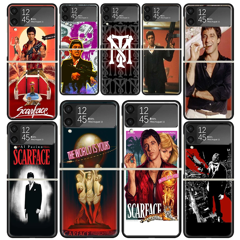 Scarface 1983 Film Al Pacino Movie Clear Phone Case For Samsung Z Flip 5 4 3 Galaxy ZFlip 6 5G Shockproof Hard Print Cover TPU P