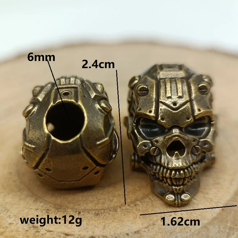 Mechanical Skull Head Brass Knife Beads EDC DIY Paracord Woven Bracelet Lanyard Pendant Accessories Outdoor Tool Hangings Charms