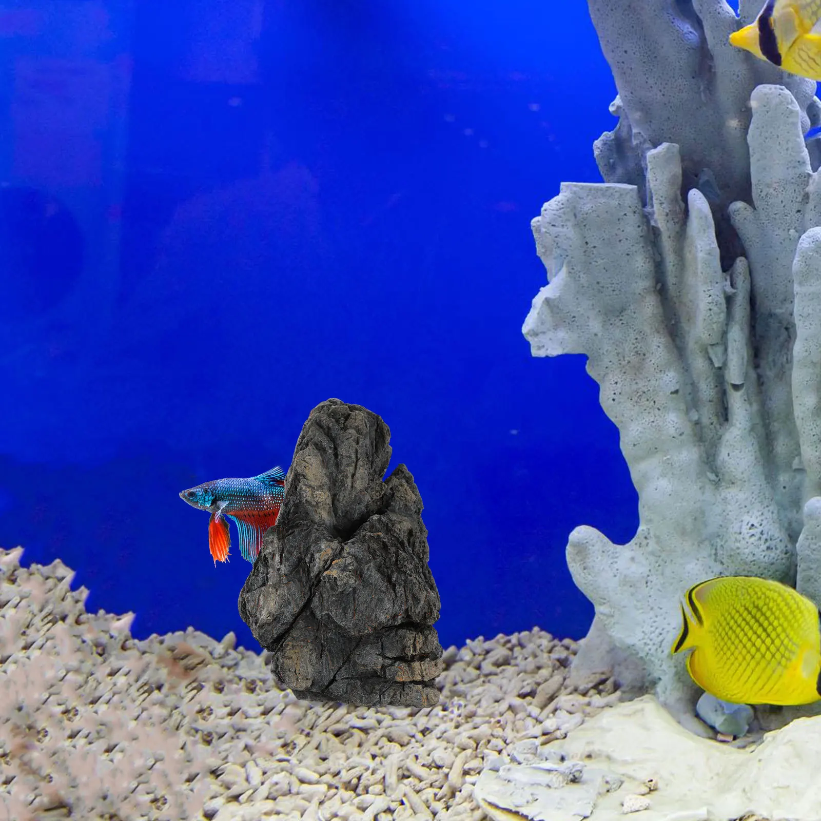 

Water Resin Stone Ornament Aquarium Stone Landscape Realistic Fish Tank Decoration Eco-Friendly Bonsai Terrarium Decor