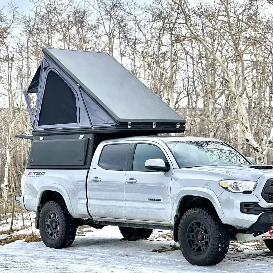 Upgraded Aluminum Material pickup truck hardtop Topper With Large Size Aluminum Shell Roof top tent