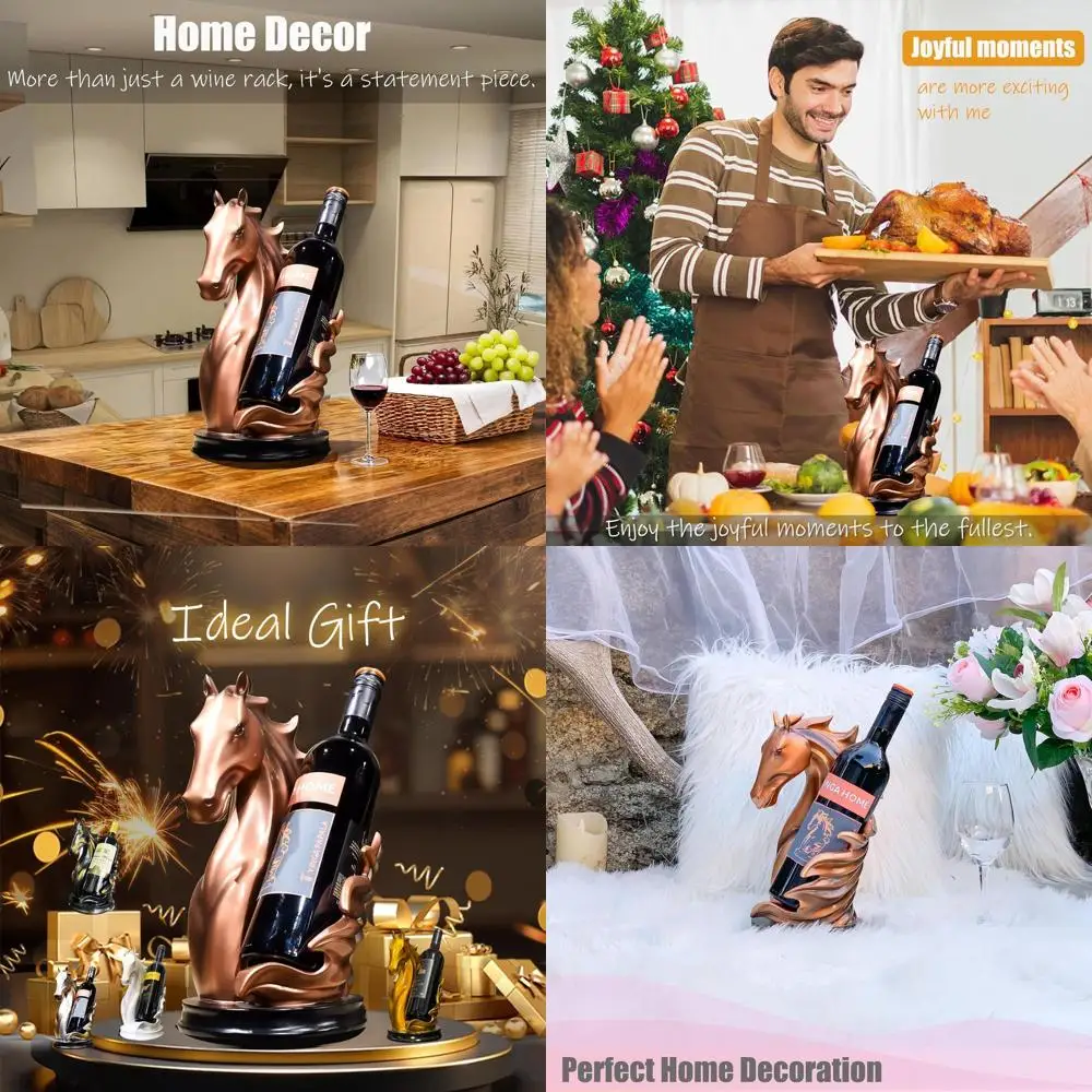 

Tabletop Bronze Wine Bottle Holder Rack - Elegant Home Kitchen Decor and Storage Organizer for Wine Lovers