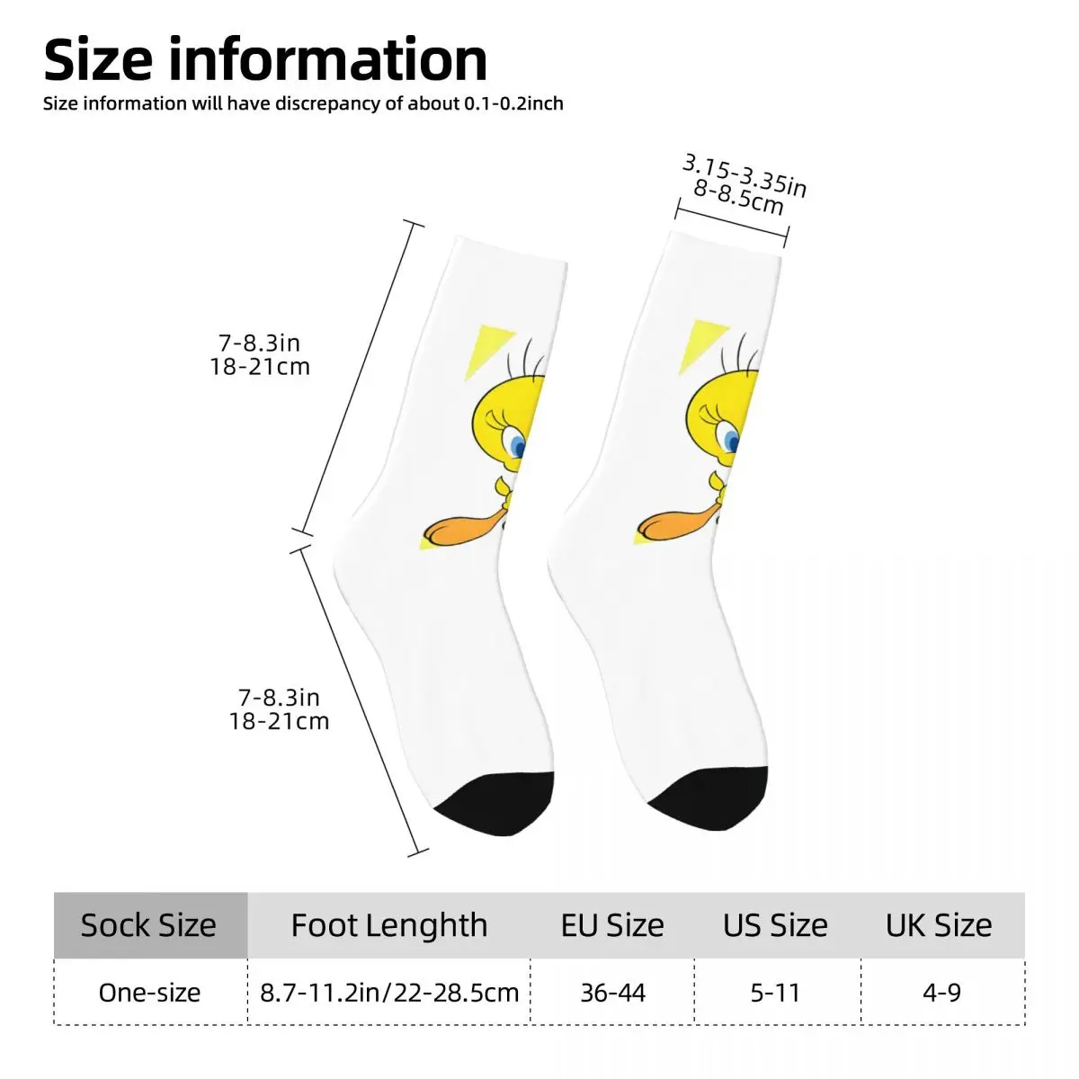 Winter Warm Harajuku Men\'s Women\'s Classic Tweety Charm Looney Tunes Delight Socks Cute Meme Sweat Absorbing Yoga Socks