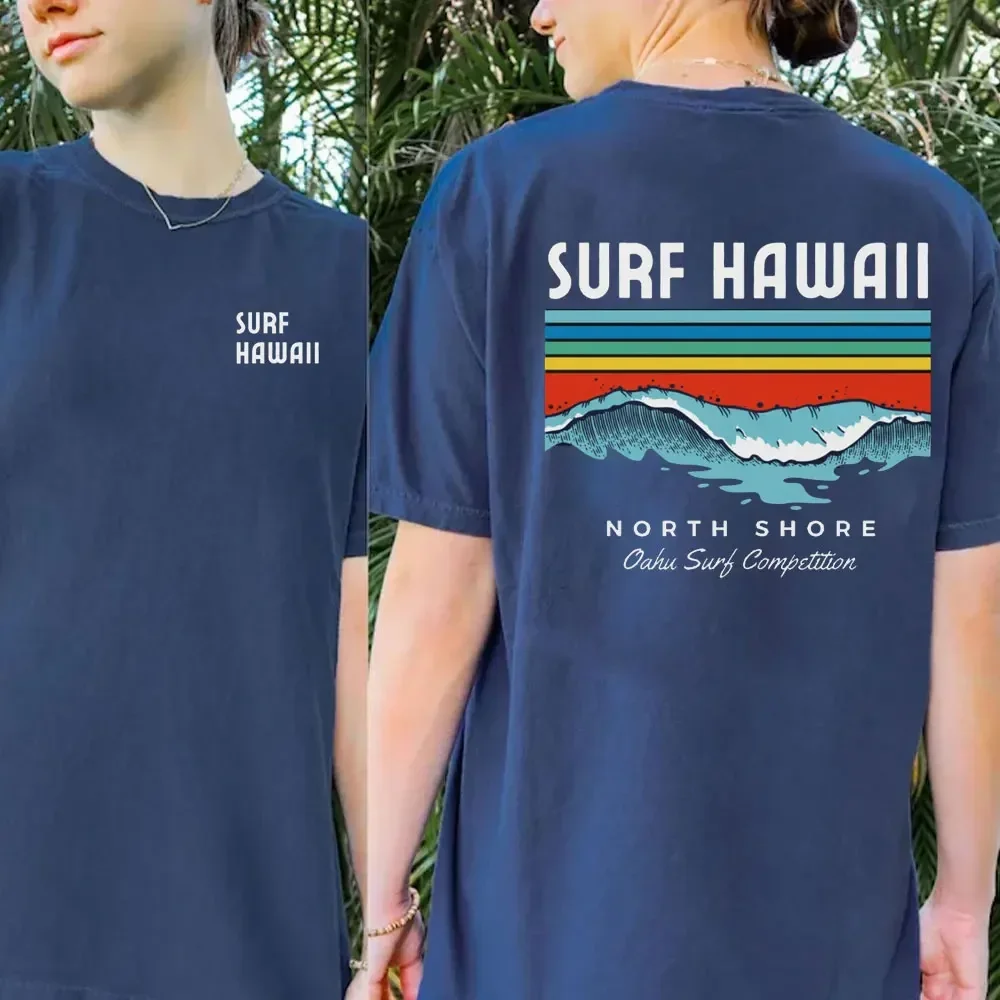 Hawaiian Traditions North Shore Hawaii Surfing Men Women White 100% Cotton T-shirt Comfortable Beach-style Surf Tshirt Tops