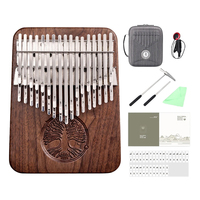 Hluru 34 Key Chromatic Board Kalimba Professional Finger Piano Full Scale Thumb Piano Black Walnut Mbira with Case