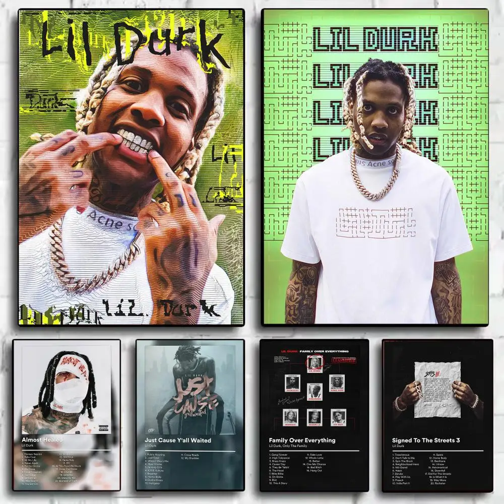 Famous Rapper L-Lil Durk Poster Wall Art Poster Print Decorative Artwork for Bedroom Living Room Office Home Decoration