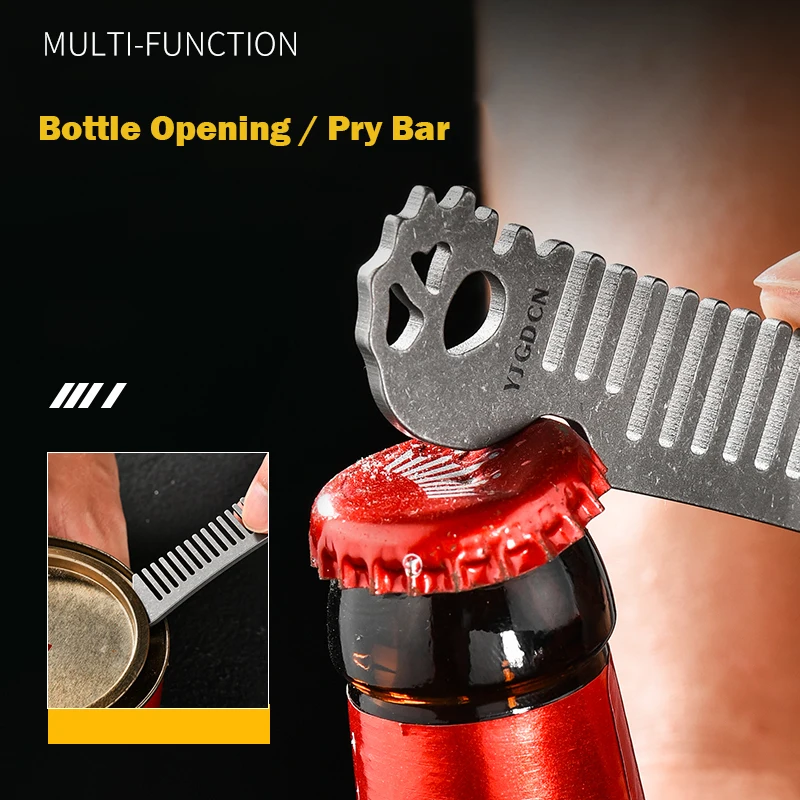 Pure Titanium Comb Multi-function Corkscrew Crowbar Pendant MINI Portable Super Light Outdoor EDC Self-defense Tool Small Access