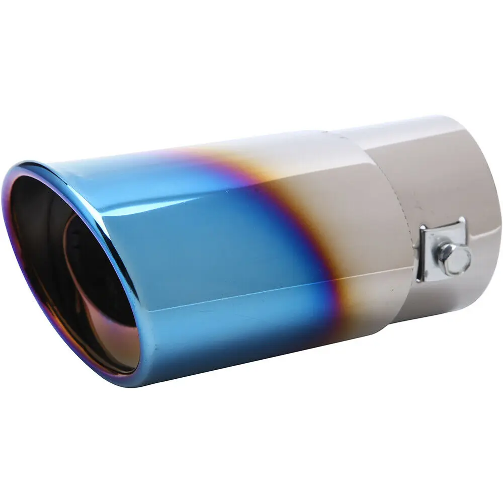 Universal 2.0L Blue Straight Car Exhaust Muffler Tip Round Car Tail Rear Round Exhaust Pipe Tail Muffler Tip Pipe