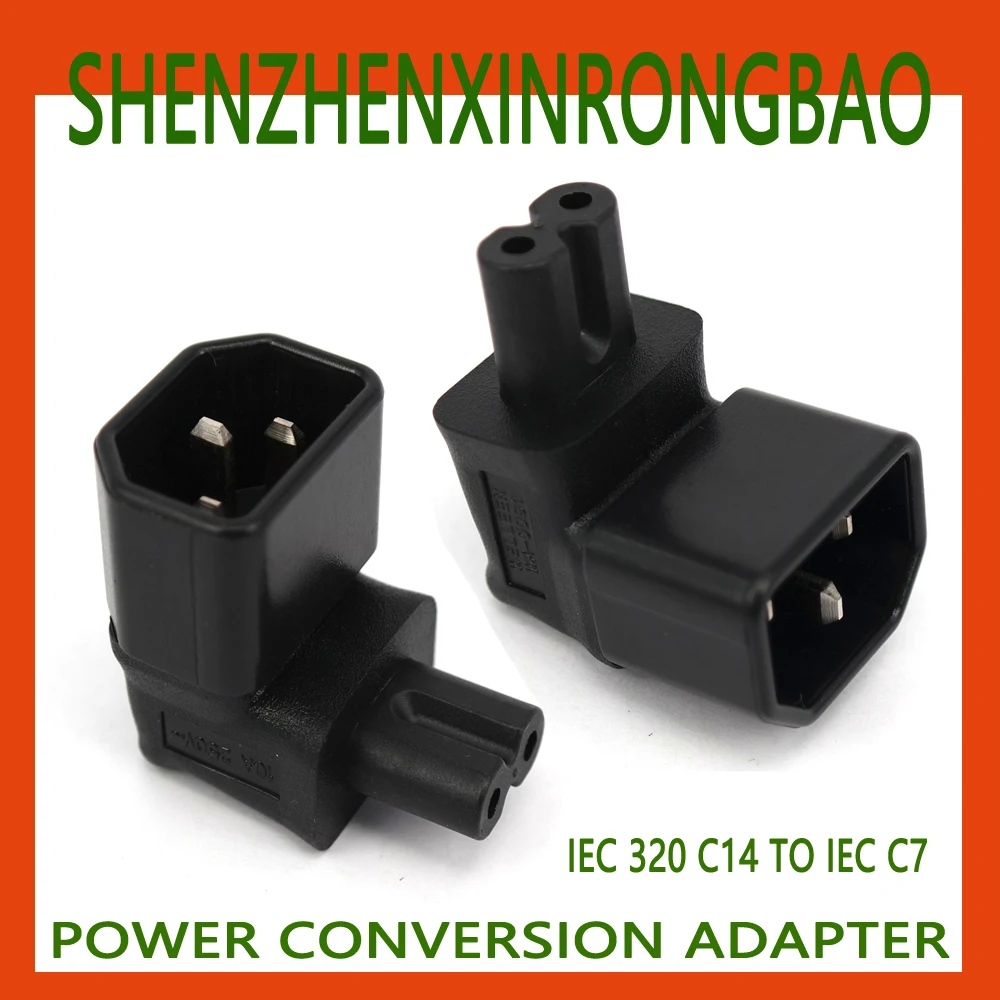 

1 Pcs IEC 320 3-Pin C14 Male To C7 Female Right Angled 8 type AC Power Adapter Converter 10A 250V Right Angle Power adapter