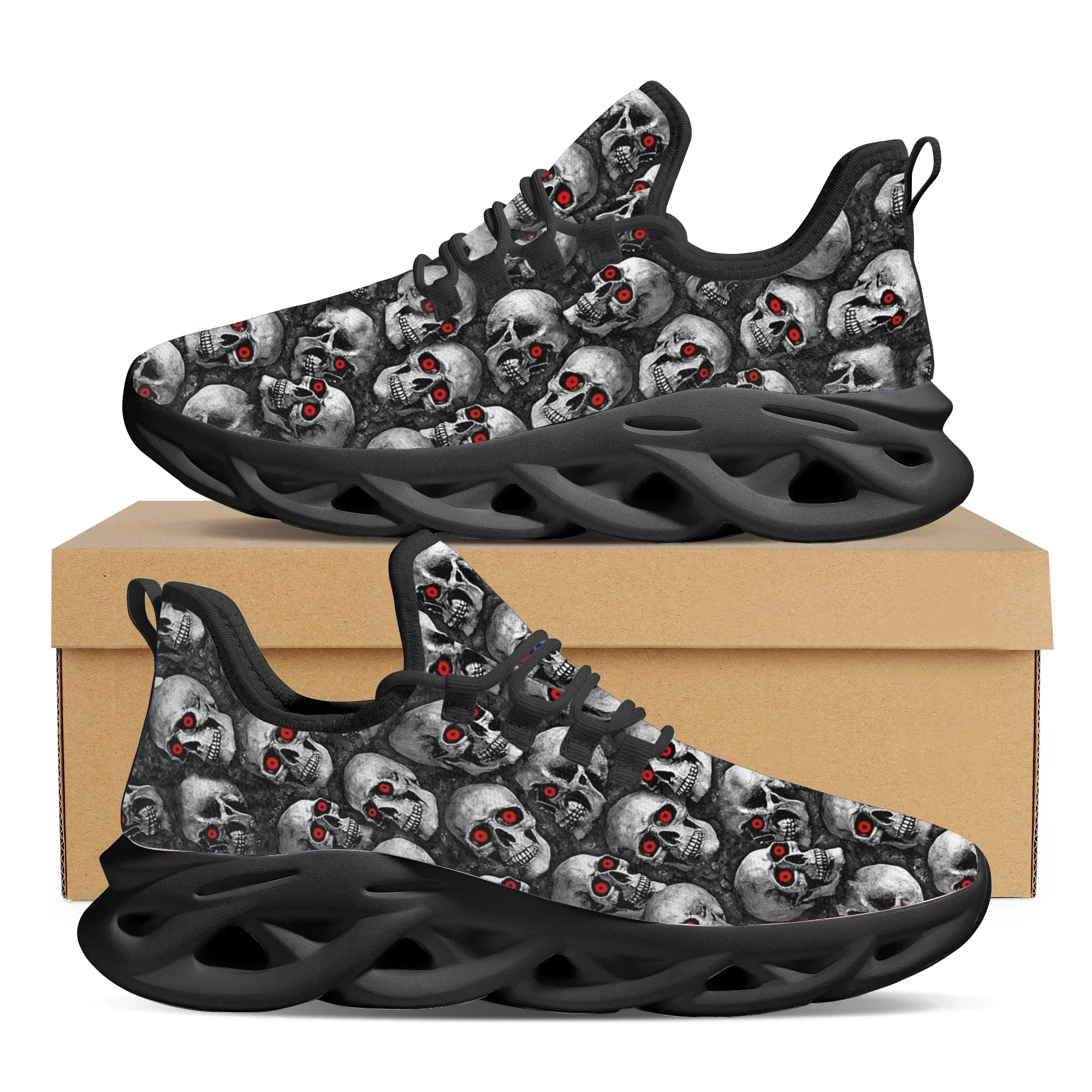 

Cool Skull Pattern Ladies Flat Shoes Comfortable Lace Up Casual Sneakers For Women Light Platform Sneakers Zapatos