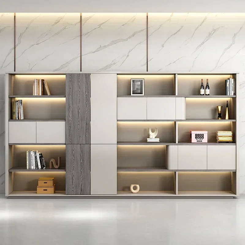 Manager Room Background Cabinet Storage Locker Modern Home Luxury Boss Office Wooden File Data File Cabinet Storage Bookcase Sub