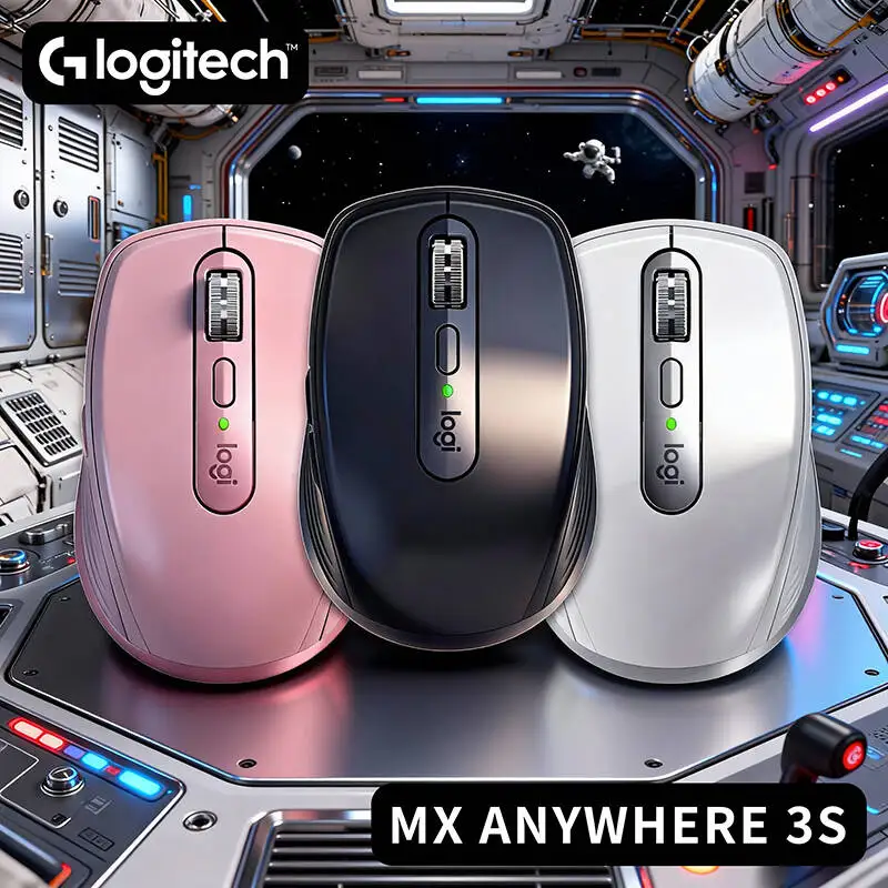 Premium Logitech MX Anywhere 3S - 8000 DPI Glass Tracking, MagSpeed Wheel, Silent Buttons, Multi-OS Compatibility, Office Ready