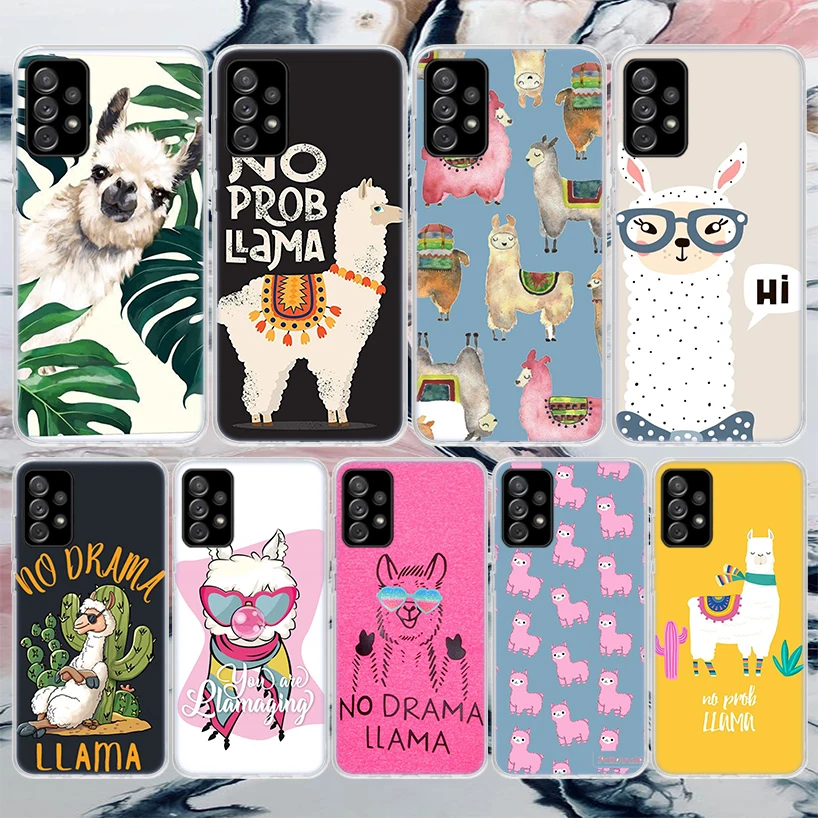 Lama Llama Alpacas Soft Phone Case For Samsung Galaxy A14 A13 A12 A15 A54 A53 A52 A55 A34 A33 A32 A35 A24 A23 A22 A25 A04S A03S 