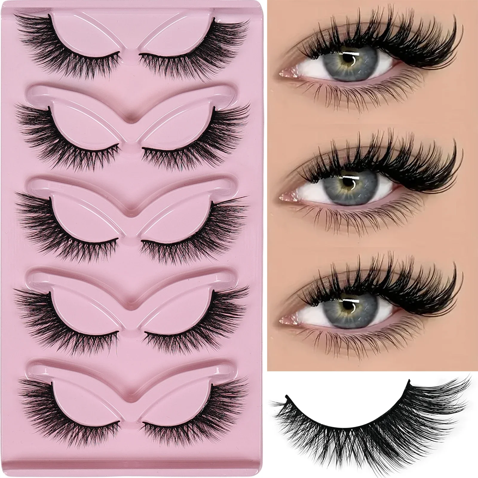 5 par rzęs Cat Eye Lashes Wispy Fake Lashes Fluffy Cat Eye Lashes Extensions Sztuczne rzęsy