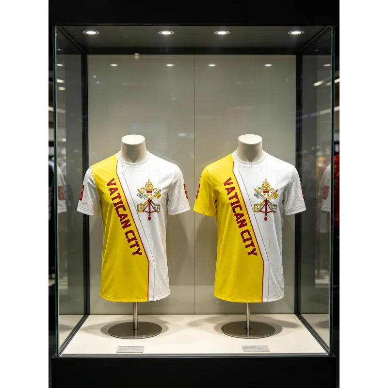 Fashion Vatican City Flag Football T Shirts for Trend Summer National Emblem 3D Printed Loose Breathabl Family Matching Top