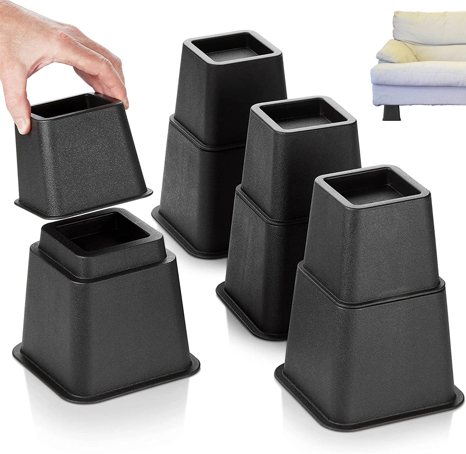 

8pcs Bed Risers Heavy Duty Chair Leg Caps Non-slip Table Foot Adjustable Bed Furniture Risers Household Floor Protector Pads