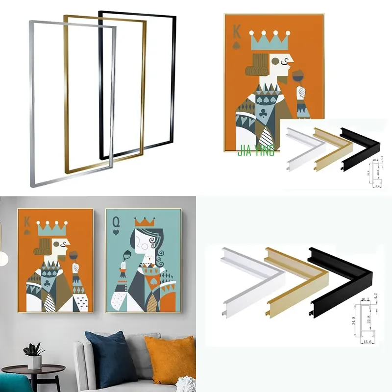 Wall Mounted Photo Frame for Oil Painting Aluminum Alloy Metal Picture Frame