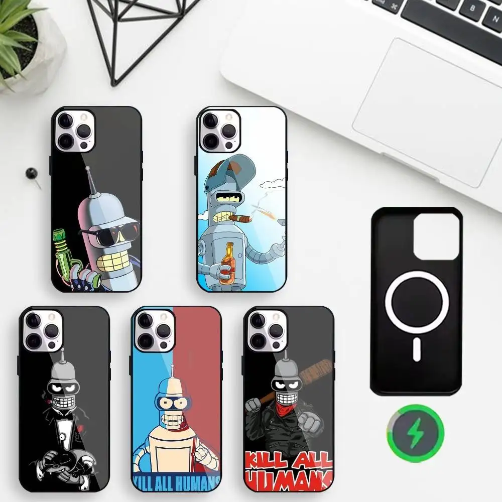 

B-Benders Funny Phone Case For iPhone17,16,15,14,13,12,11 Max Black Wireless Charging Protecitve Cover
