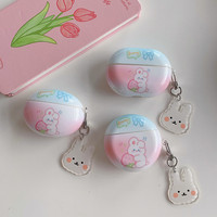 New For Huawei Freebuds 5i case,Cute Cartoon Bunny Design with rabbit Chain headphone Cases For Huawei Freebuds 3 4 4i pro pro2