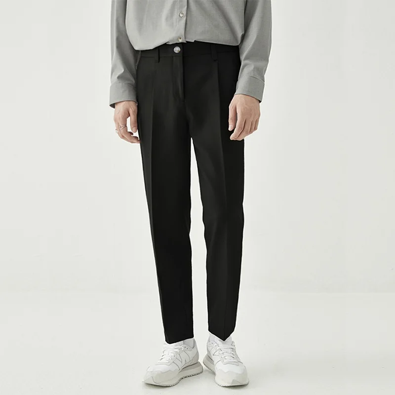 

Busin повседневные мужские прямые брюки против морщин, без железа, осень-весна, свободные длинные брюки, подростковая мода
